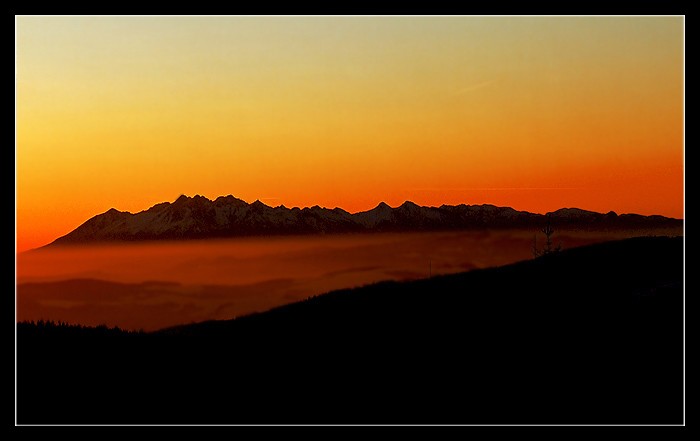 Sunset in mountains