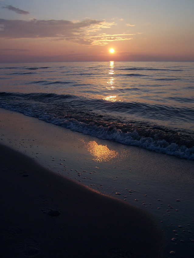 zachód na plaży
