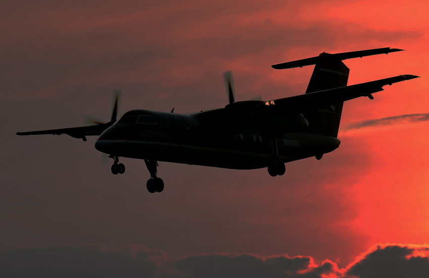 Landing at dusk