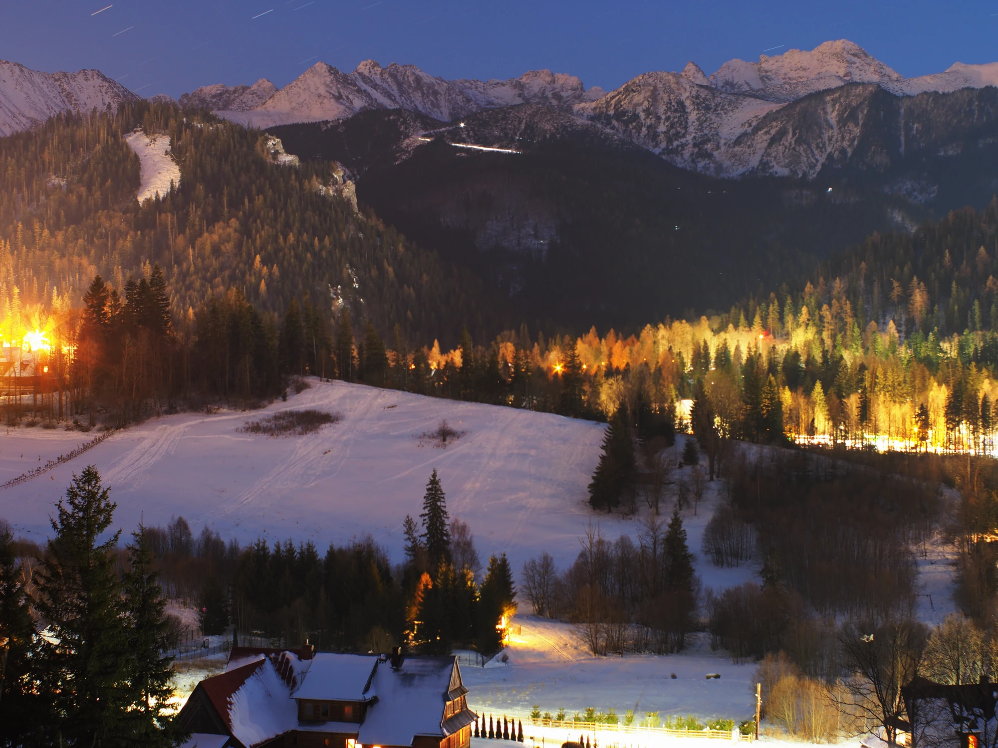 Tatry z Antałówki nocą