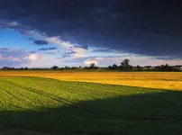 Krajobraz przed zachodem słońca.