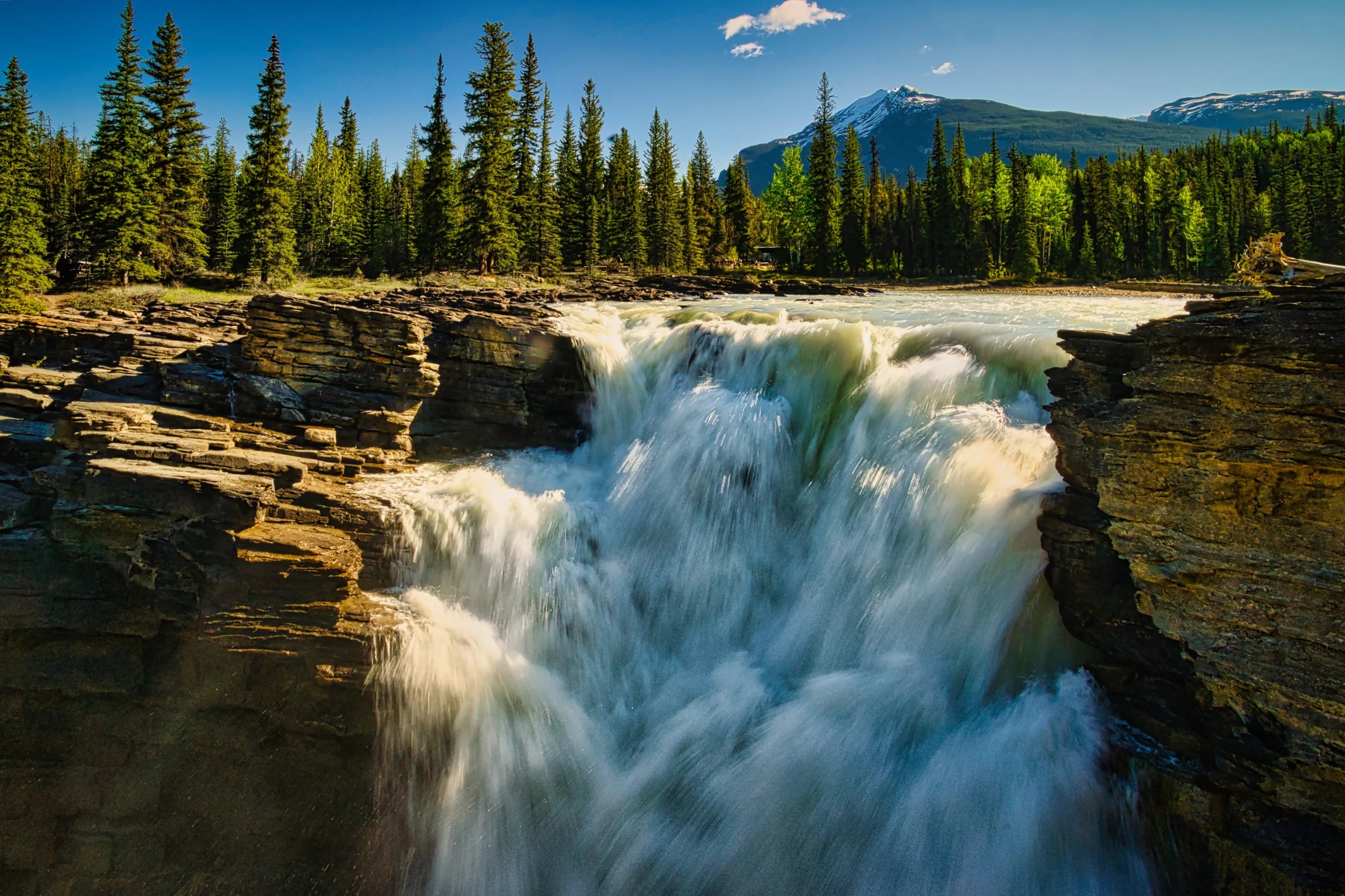 Athabasca Falls w Kolorze