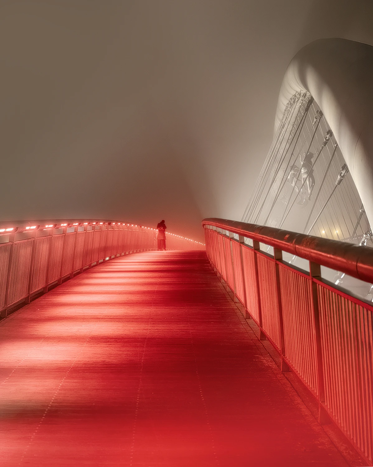 Kładka Bernatka we mgle