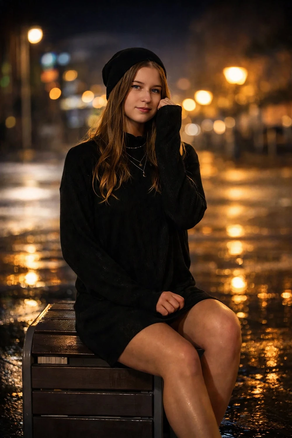 Nocny portret w świetle miasta