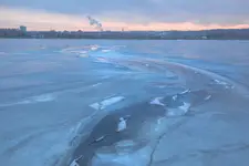 Lód na zalewie Rybnickim